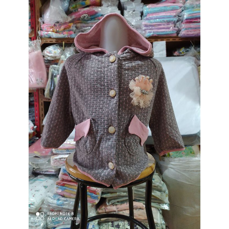 Jaket Anak perempuan 1 - 2 tahun dengan Bertopi