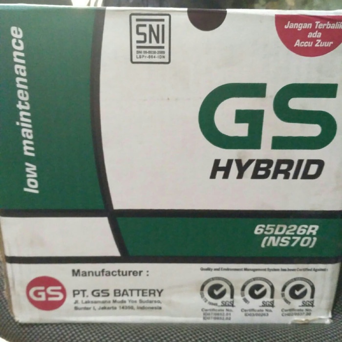 aki mobil / Battery GS astra type Hybrid NS70 12volt-65amper