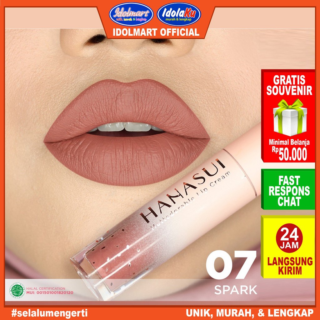 IDOLMART Hanasui Mattedorable Lip Cream - 07 Spark Idolmart Surabaya