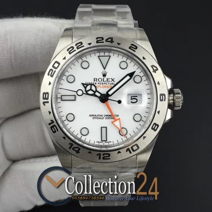 Rolex Explorer Ii Gmt 1 1 Noob V7 White Dial Stainless Steel Shopee Indonesia