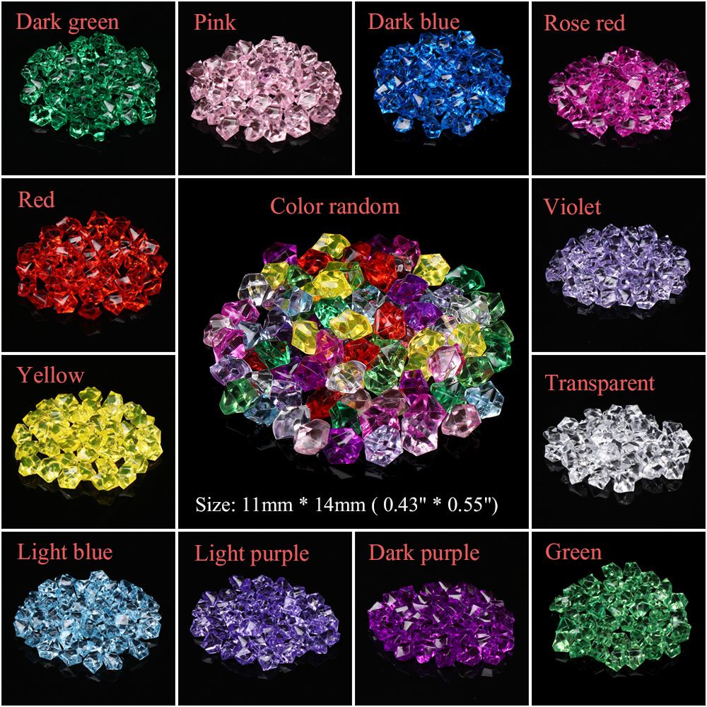 CHOOKYY 50 Pcs/Bag Colorful 1.4*1.1cm Aquarium Decoration Acrylic Stones Crystal Ice Cubes Decor Vase Filler Pebble Fish Tank Home Ornament