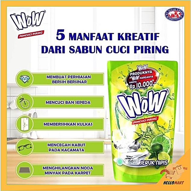 ORIGINAL WOW Pencuci Piring Jeruk Nipis 700ml / WOW Diswash Diswah Lime / HELLOMARTID