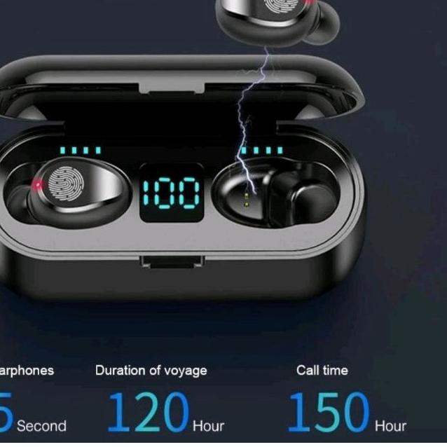 HEADSET BLUETOOTH TWS F9 + POWERBANK LED TRUE WIRELESS EARPHONE