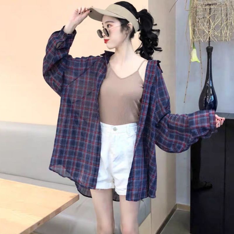 MDLV ~ 8682# Hollista Plaid Shirt Premium Import Kemeja Blouse Wanita Motif Kotak Fashion Import