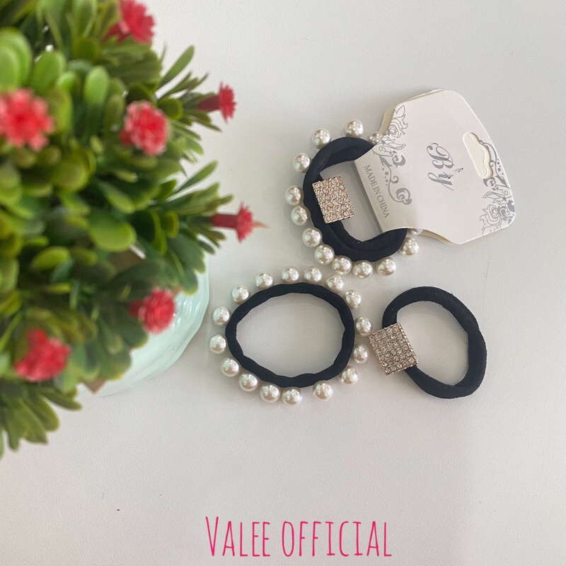 Karet Ikat Rambut Mutiara 2in1 Korea style| Ikat rambut Import