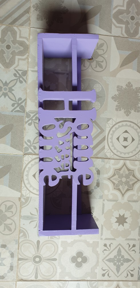 Walldecor Hiasan Dinding Rak Home Sweet Home Ungu, Shabby, Kayu, Kaligrafi, Vintage, Murah