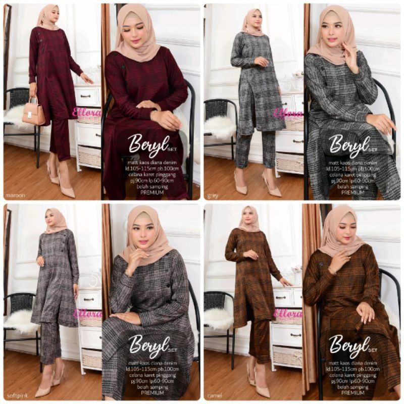 BERYL SET ZS kaos diana denim premium