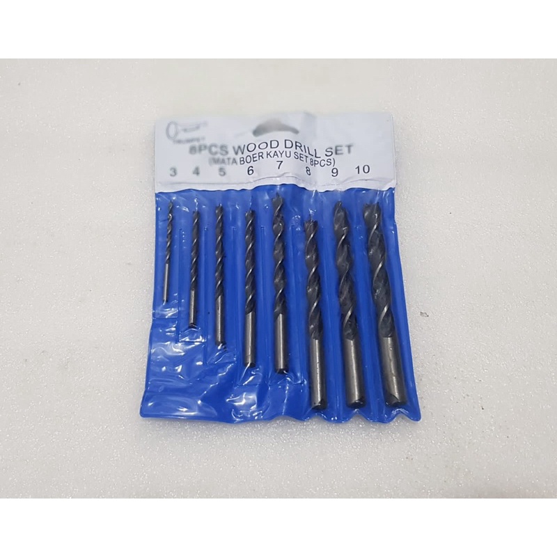 Mata bor kayu trompet set 8pcs 3mm-10mm