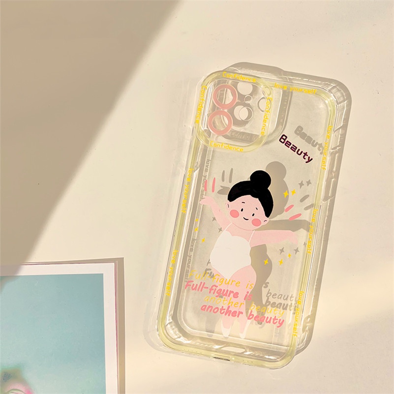 Soft Case Silikon Transparan Motif Gadis Lucu Untuk Compatible for iPhone 14 13 12 11 Pro Max X Xr Xs Max SE 8 7 6 6s Plus Cute Girl Clear Phone Case Soft Silicone Shockproof Phone Cover