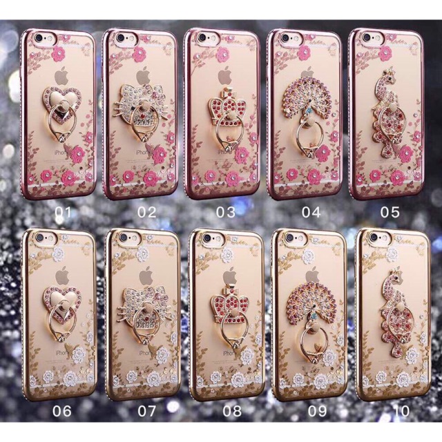 IPHONE 5G/5S SOFT CASE FLOWER + I RING STAND SWAROSKY