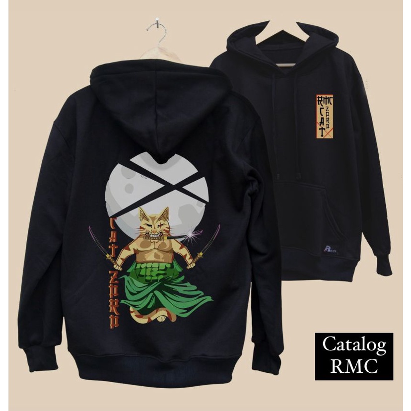 HOODIE OVERSIZE DISTRO GAMBAR SAMURAI CAT JAPANESE OR CHINESE CAT CUTE KUCING