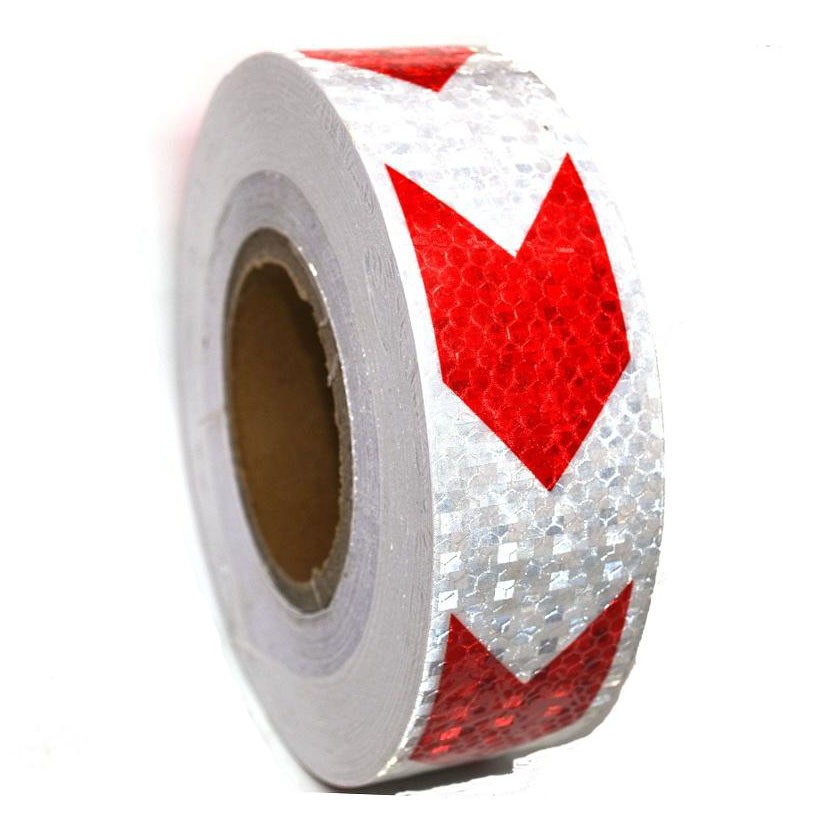 Reflective Sticker Marker Mobil Truk Arrow Pattern Panah 5cm x 3 Meter White-Red