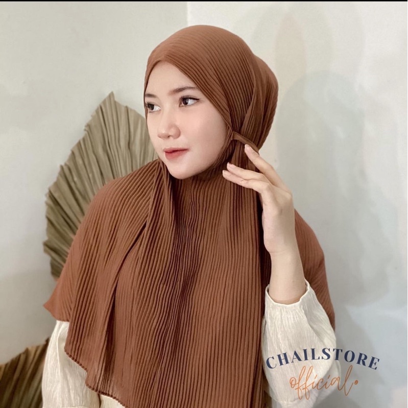 Bergo Plisket tali / Hijab Instant Maryam Ceruty Babydoll / Jilbab Instan