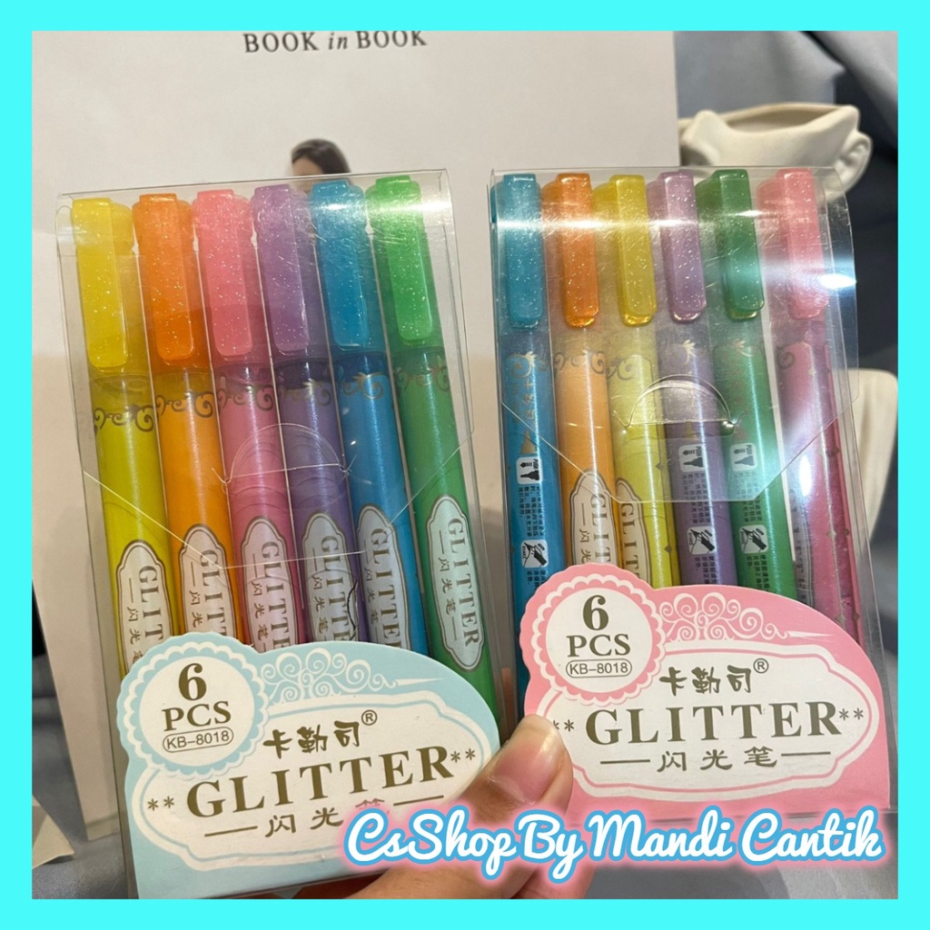 

Stabilo Glitter 1 Set 6 Pcs Warna Neon Alat Tulis Sekolah Lucu Murah