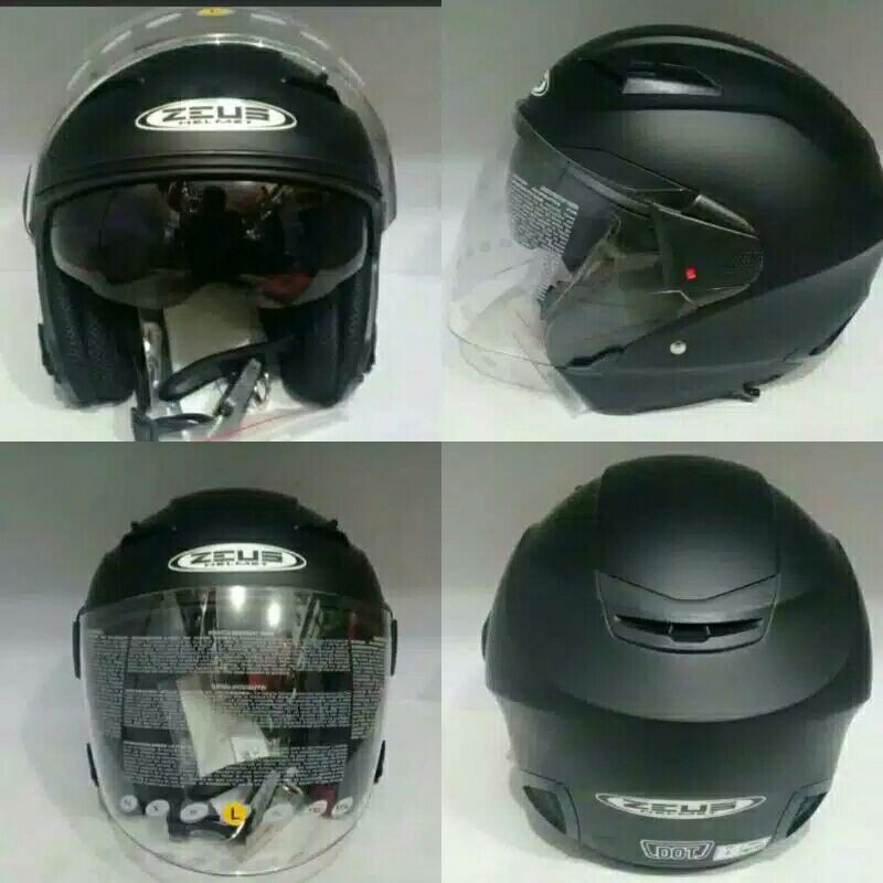 HELM ZEUS 611 DOUBLE VISOR POLOS-Hitam dop