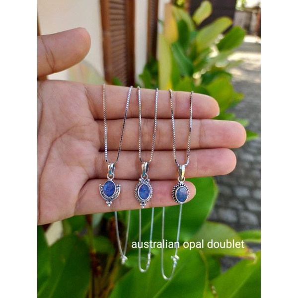 kalung liontin perak Australian Opal doublet
