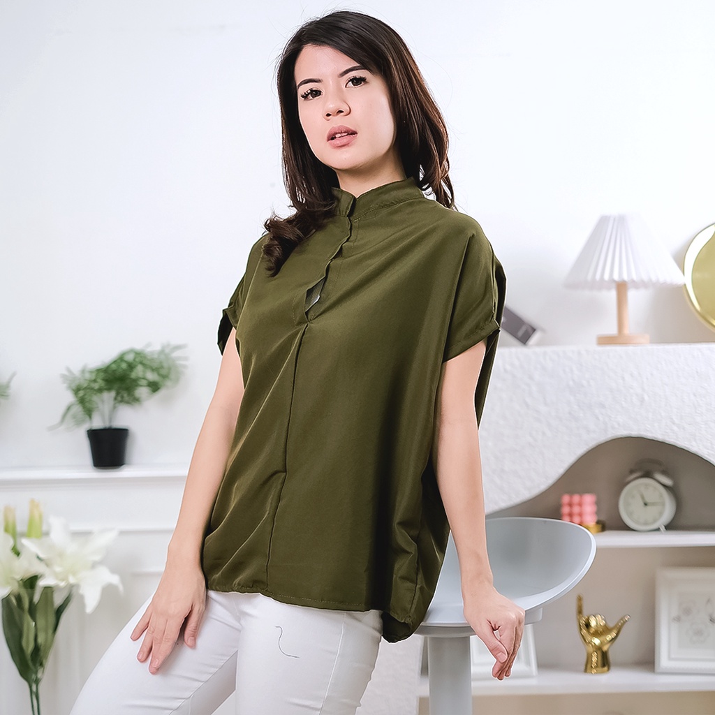 AFI - EC - Safro Batwing Blouse-Army