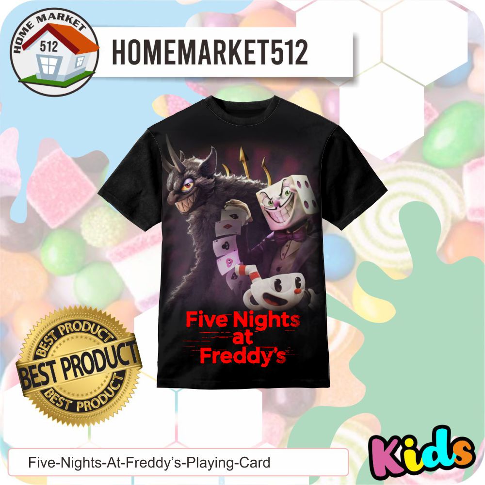Kaos Anak Five Nights At Freddy’s Playing Card Kaos Anak Laki-Laki Dan Perempuan | HOMEMARKET512-0
