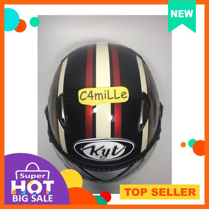 HELM KYT ELSICO RETRO PILOT MOTIF 4 BLACK CREAM