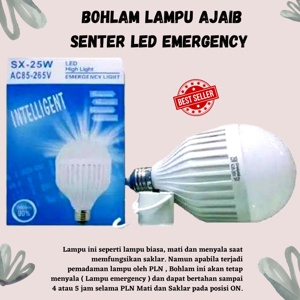 PROMO MURAH!BOHLAM LAMPU AJAIB SENTER LED EMERGENCY MATI LAMPU 15 WATT
