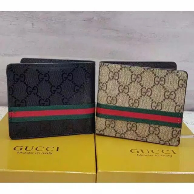  Dompet  GUCCI  Pendek Kulit Pria  cowok Import list Hijau 