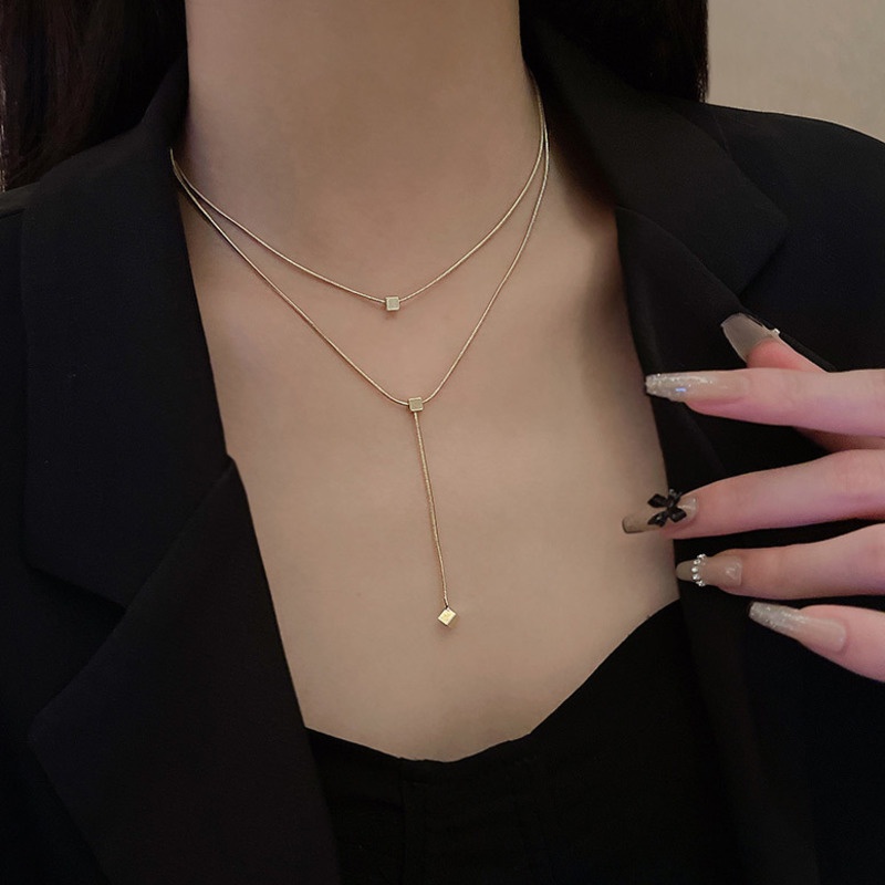 Kalung Rantai Klavikula Model Double Layer Untuk Aksesoris