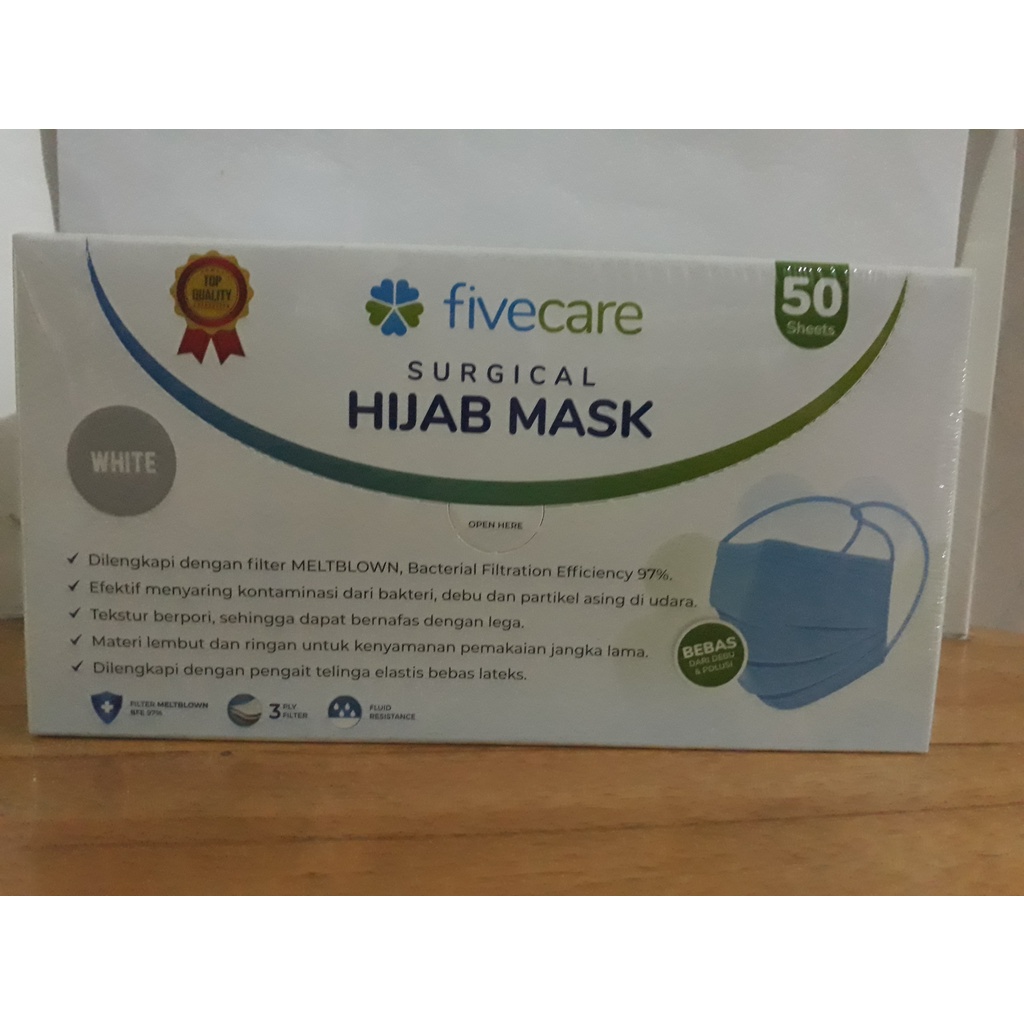 Masker Medis Five  Care Hijab (White)
