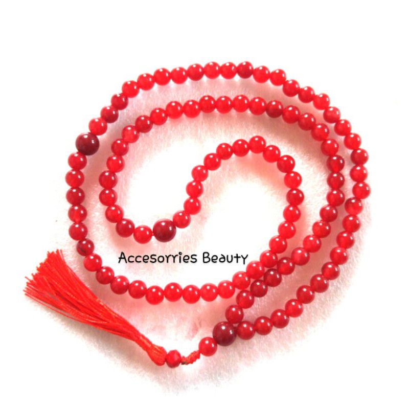 Tasbih Giok Merah 99 Butir Besar 10 mm Natural Batu