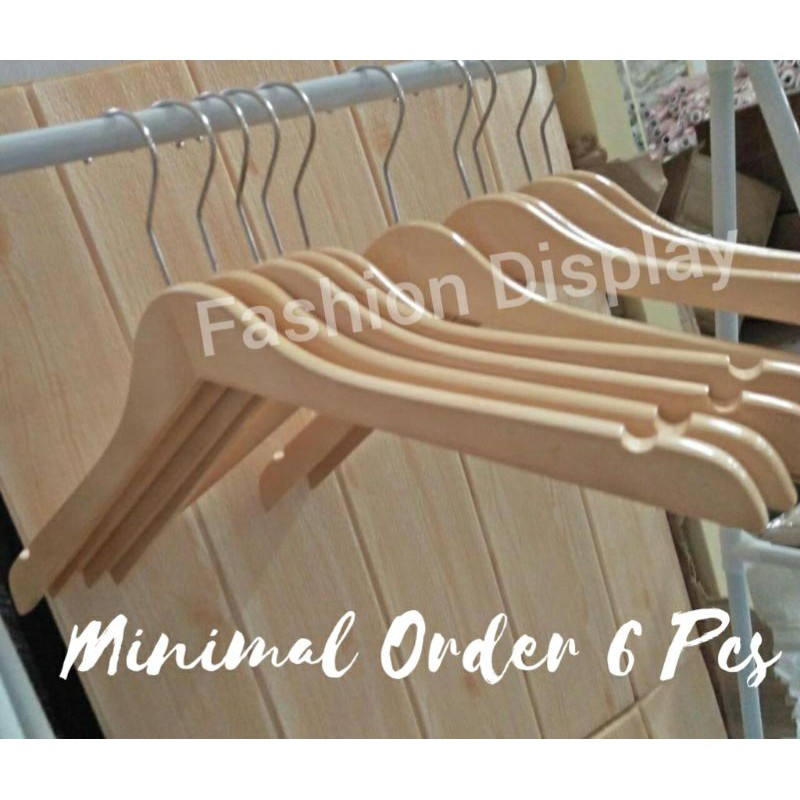 Hanger Kayu Glossy Natural Dewasa Gantungan Baju Kayu Natural Ekslusif Hanger Kayu Premium(BH)