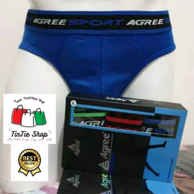 Celana Dalam Pria Agree Sport Biru Harga 3 pcs