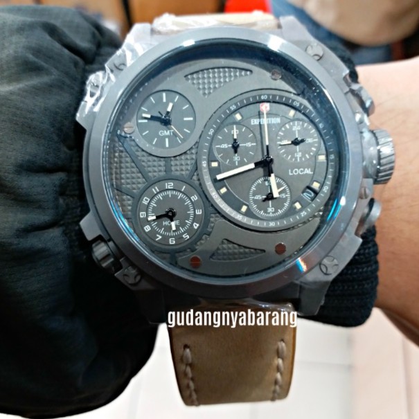 JAM TANGAN PRIA - COWOK - LAKI EXPEDITION 6626 TRIPLE TIME GREY ABU ORIGINAL KEREN