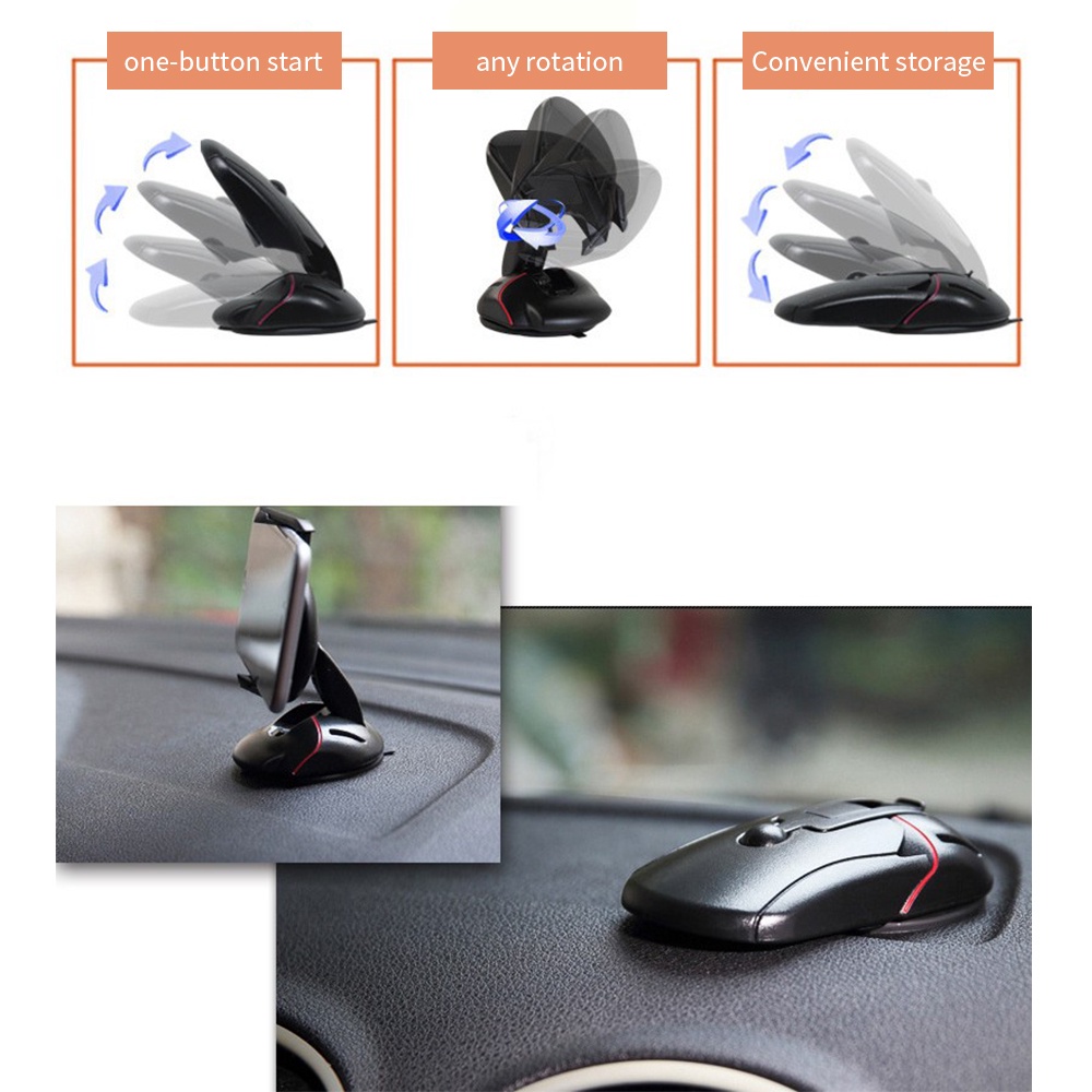 Bracket Holder Handphone Universal Bahan ABS Rotasi 360 Derajat Dengan Suction Cup Untuk Mobil