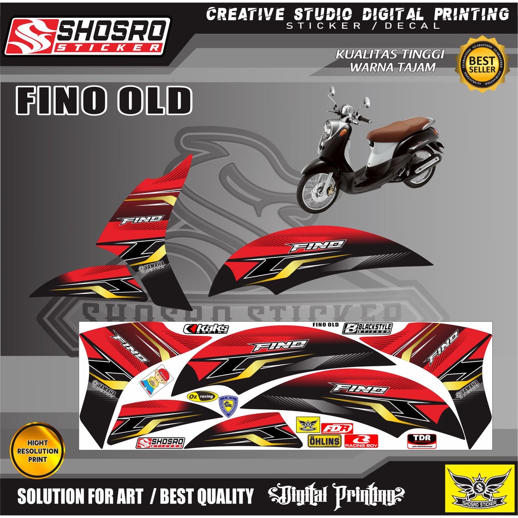 STIKER SIMPLE MOTIF DECAL STIKER STRIPING YAMAHA MOTOR FINO OLD / STIKER FINO KARBU VARIASI / STRIPI