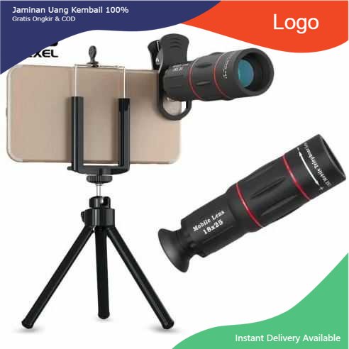 Apexel 2 in 1Lensa Telephoto 18X + Tripod