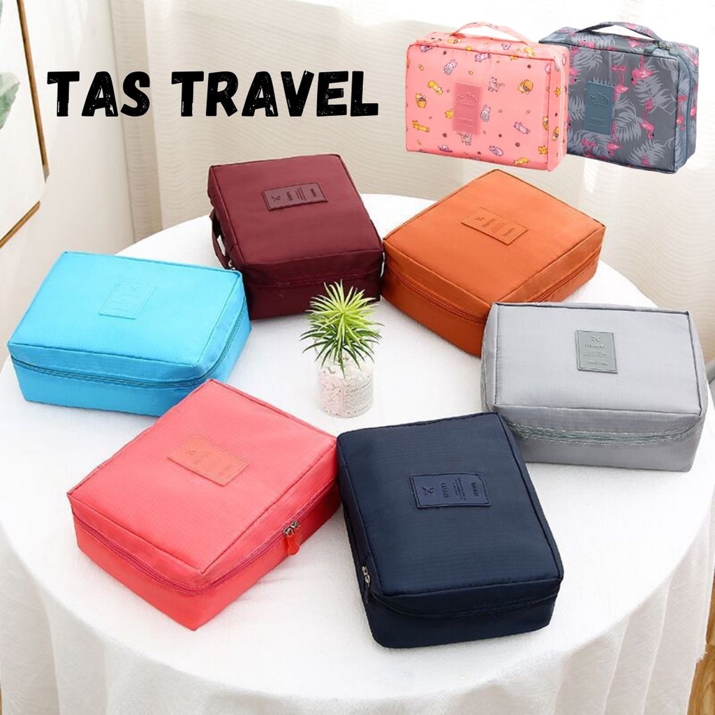 Tas Travel Kosmetik Travelling Pouch Motif Korea Multifungsi Waterproof