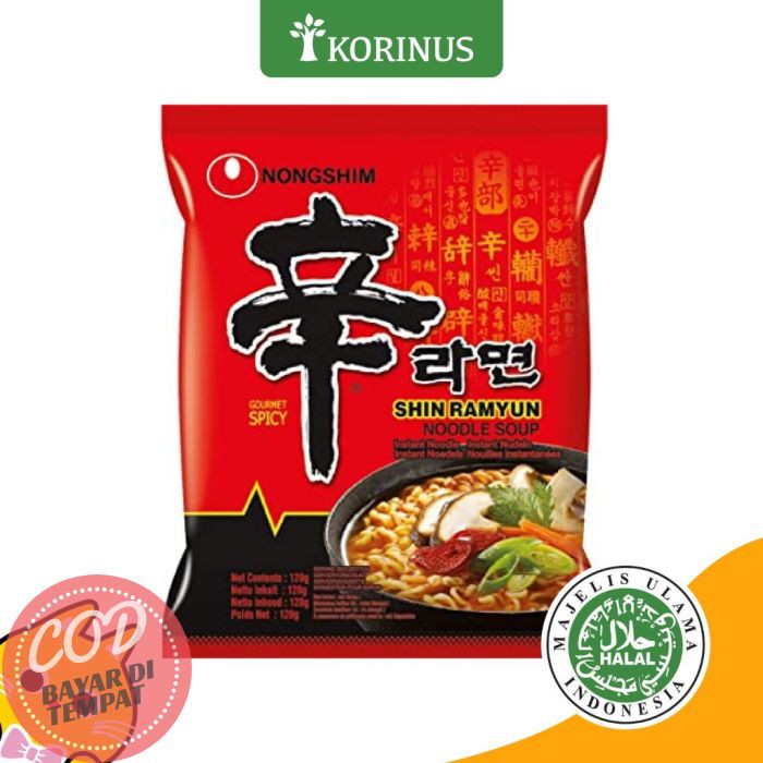 

New Nongshim Shin Ramyun 120gr / Shin Ramyun Spicy Noodle Soup / Mie Instan Korea Halal Ready Stok