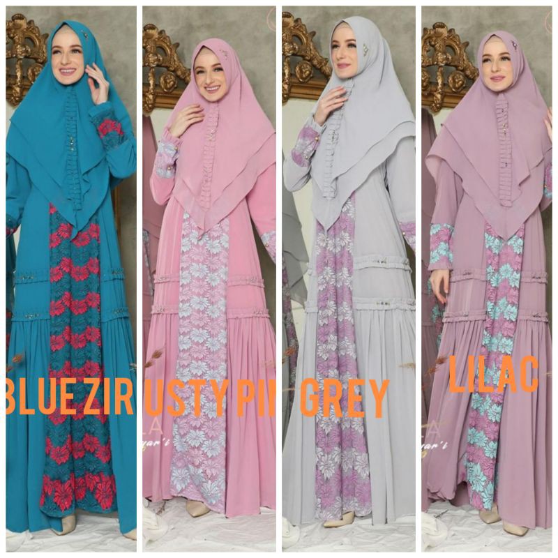 camellia syari ori by rayna / gamis rayna set jilbab - gamis branded original/ gamis ceruty babydoll