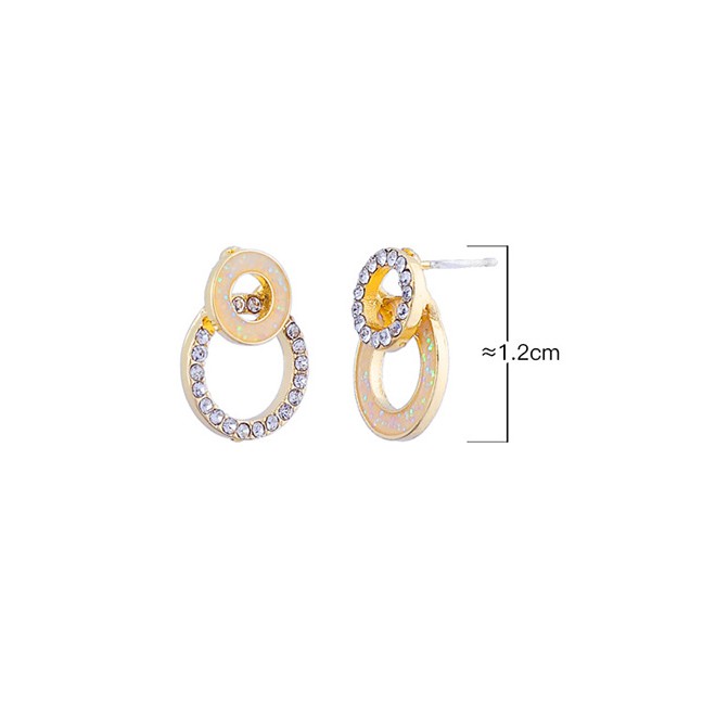 LRC Anting Tusuk Fashion Gold Drip Crystal With Diamonds S925 Sterling Silver Earrings F95522