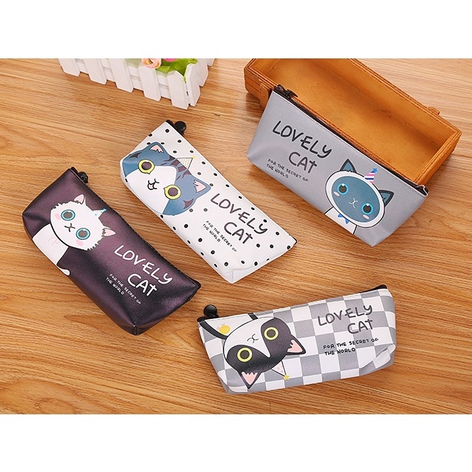 Pouch Tempat Kotak Pensil Pena Sekolah Motif Kucing GMALL-ST0041