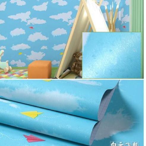 Harga Bersahabat 【 Wallpaper Sticker Dinding Atap Plafon Langit Rumah AWAN PESAWAT BIRU Stiker Kamar