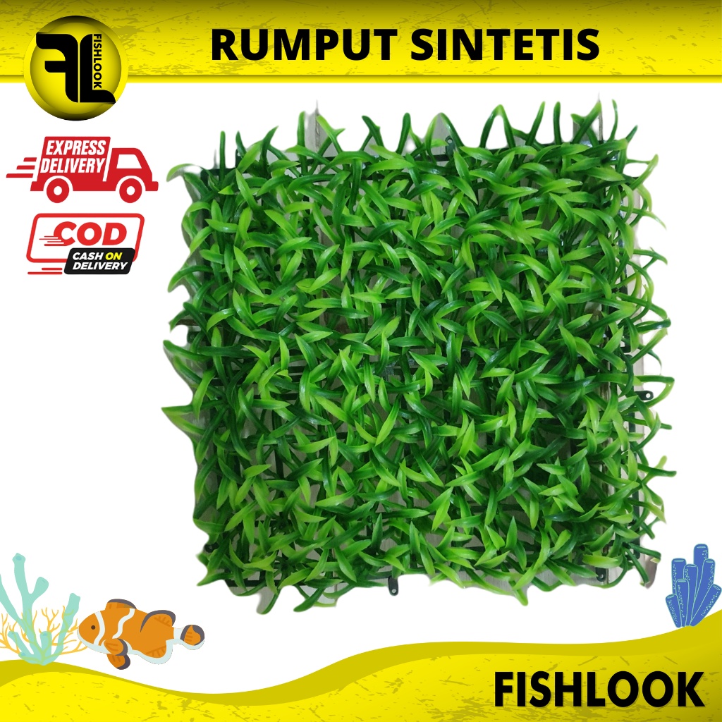 RUMPUT DASAR AQUARIUM AQUASCAPE HIASAN BUATAN PLASTIK SINTETIS