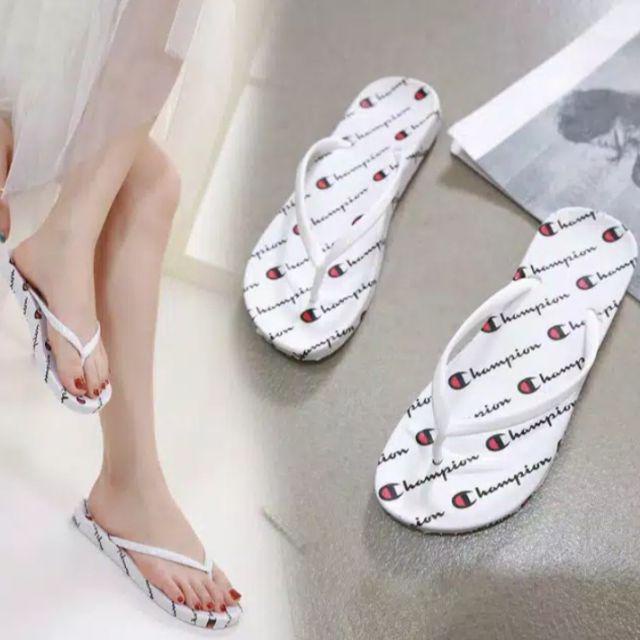 SANDAL JEPIT CHAMPION SIMPLE MURAH CANTIK HITAM / PUTIH UKURAN 37 38 39 40