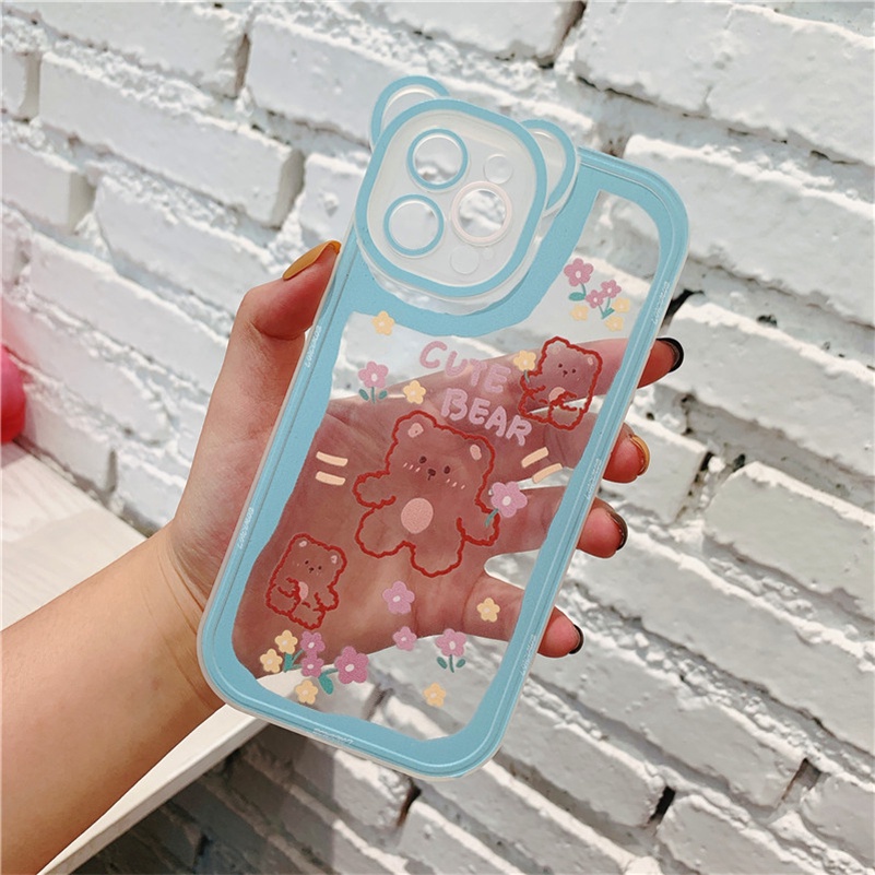 Soft Case Silikon TPU Motif Beruang Untuk iPhone 13 12 11 Pro Max X Xr Xs Max SE 2020 8 7 6 6s Plus