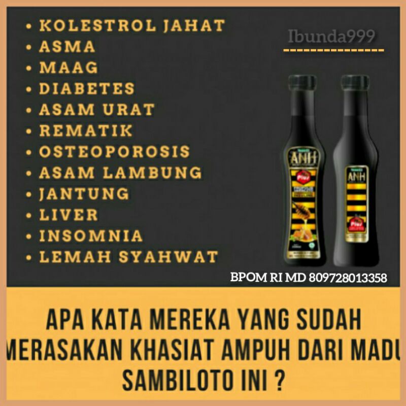 Obat herbal Hipertensi Diabetes Liver Insomnia Asam Lambung Jantung - Madu Hitam Pahit ANH Sambiloto