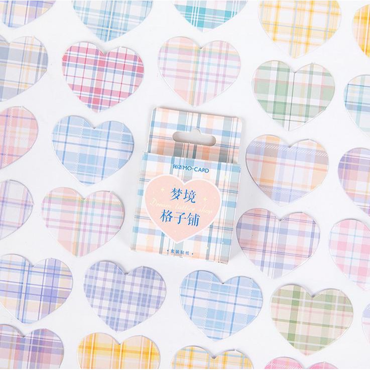 

[SCRIBBLE_ID] 46Pcs DREAM LATTICE SHOP Deco Sticker DIY Scrapbook Stiker Jurnal Planner Kotak A0011