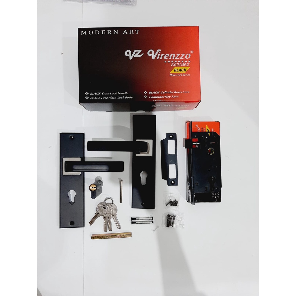 KUNCI PINTU/GAGANG PINTU/HANDLE TANGGUNG VIRENZZO BLACK SERIES