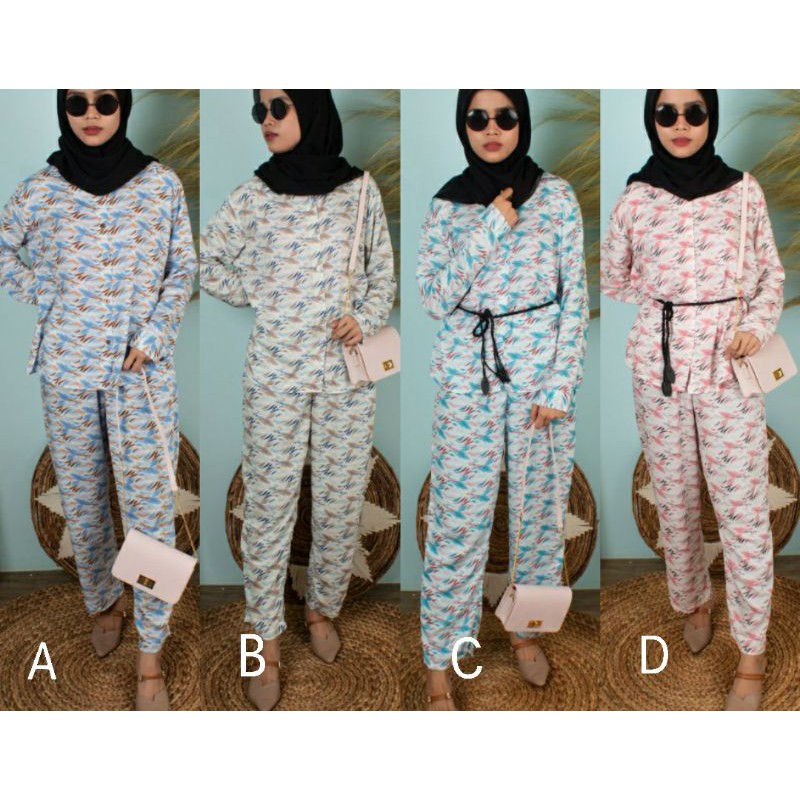 RR Fashion Muslim Setelan Muslim Setelan Wanita Setelan Hijab Setelan Kemeja Tie Dye SETELAN TIE DYE