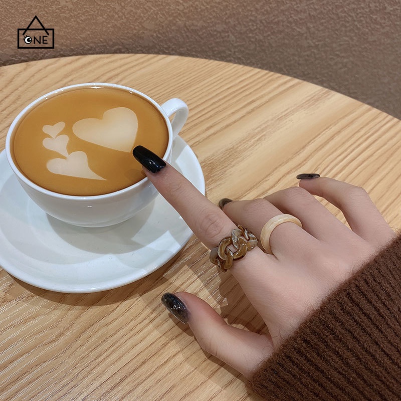 COD❤2 Pcs/Set In Set Cincin Sederhana Cincin Berongga Fashion Aksesoris Perhiasan A one