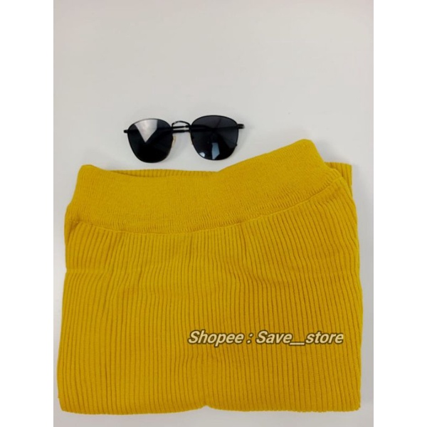 Rok Span Rajut • Rok Rajut Premium • Rok Span Rajut Knitted • Rok Rajut Knitted-Kuning Kunyit