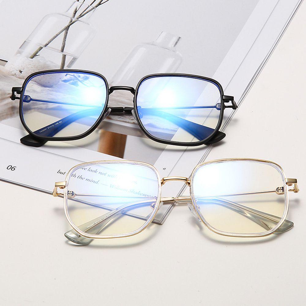 Mxbeauty Kacamata Anti Cahaya Biru Ins Style Fashion Warna Hitam Vintage Square Frame Eyewear